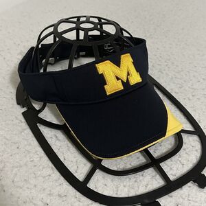 University Of Michigan Wolverine OSFA Navy Blue Yellow Visor Hat Outdoor Cap